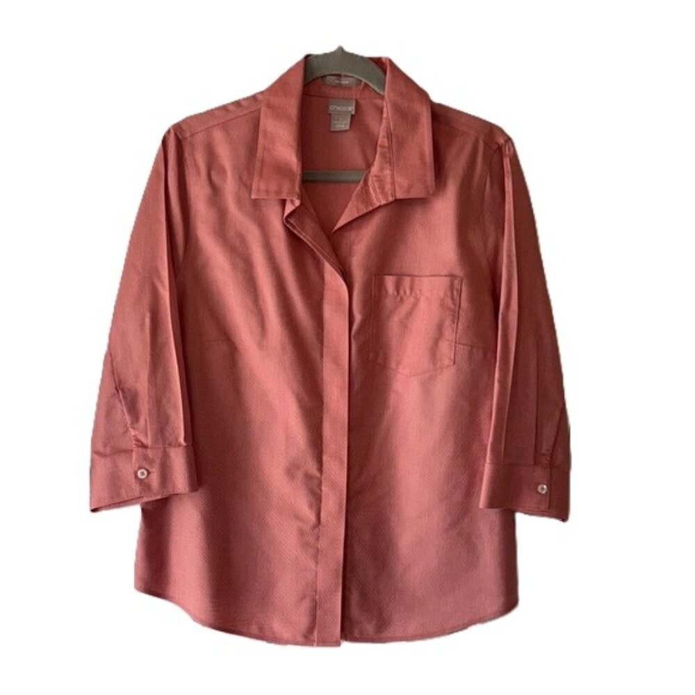 Chico's Coral Button-Up Shirt Women's Size 10